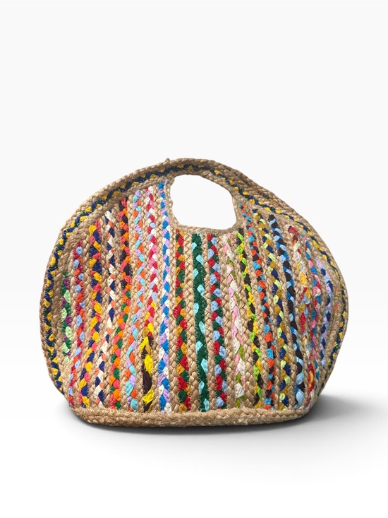 Antik Kraft Handbags - ANTIK KRAFT Multicolor Woven Jute Recycled Cotton Boho Tote Bag